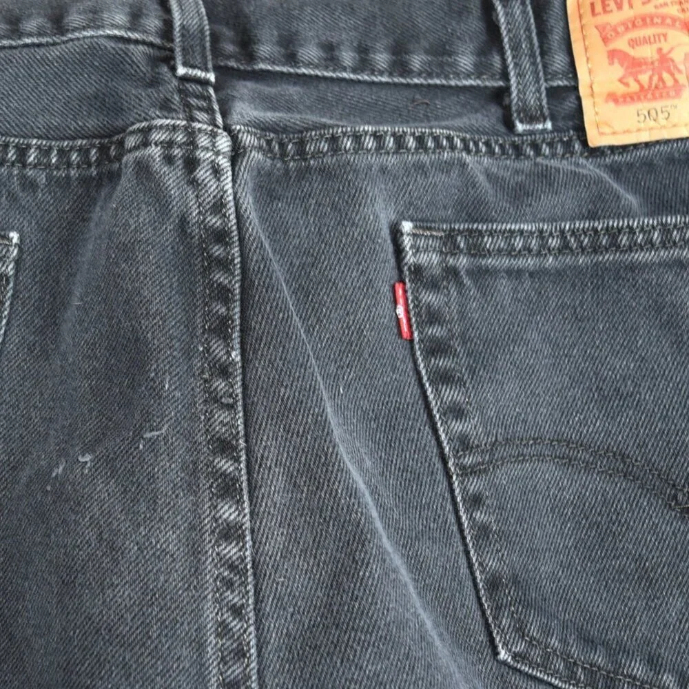 Levi's Men's 505 Size 40x32 Faded Washed Out Black Denim Jeans Grunge Rugged